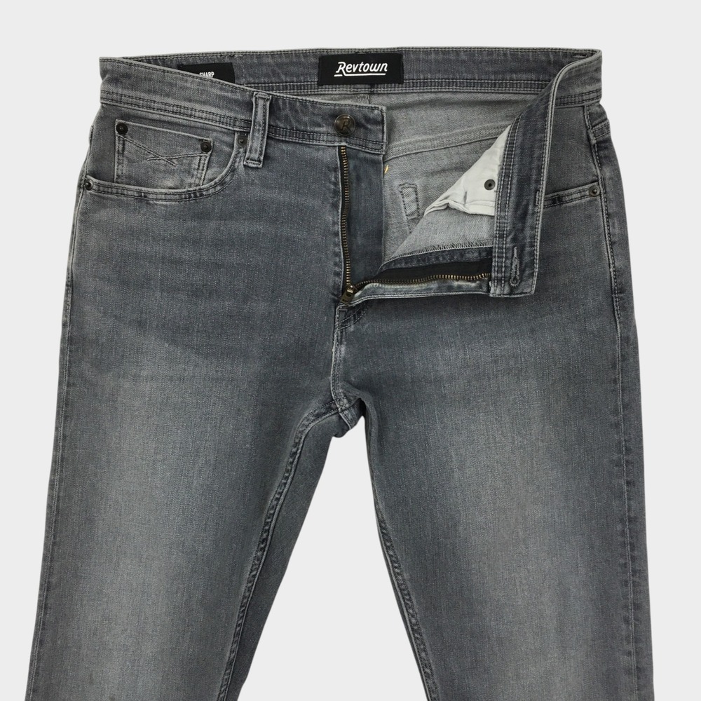 Revtown Sharp Decade Denim Jeans Mens 32x30 Gray Slim Straight Stretch Pants